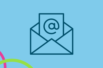 A light blue background with an open email icon