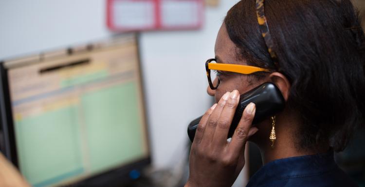 Receptionist on a phone