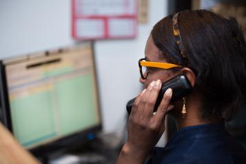 Receptionist on a phone