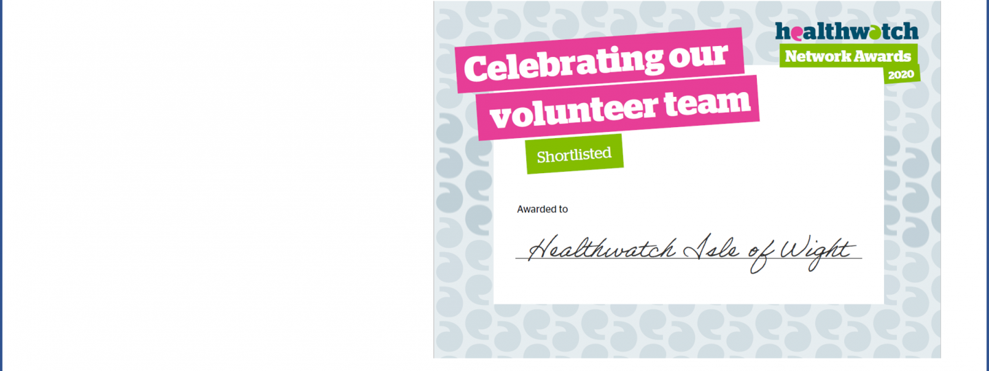 certificate for volunteer award shortlisting