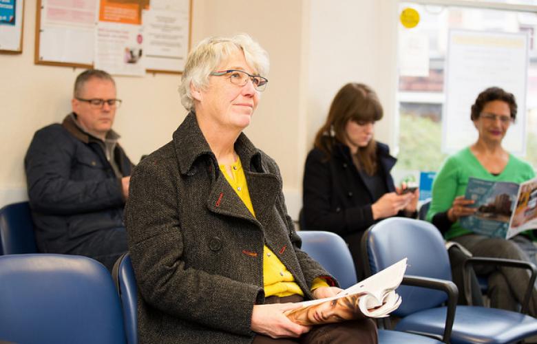 lady in GP waiting room